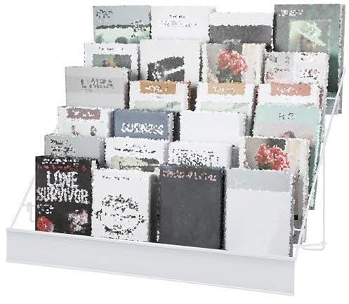 Queekay 6 Tier Wire Countertop Rack Comic Book Rack Wide Tabletop Display Magazine for Book Brochure Literature Greeting Card Shelf Holder Stand (White)