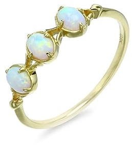 Whoiy Ehering Gelbgold 14K, Zierlich Opal Verlobungsringe Echt Gold 585 Trauring für Damen Gr. 52 (16.6)