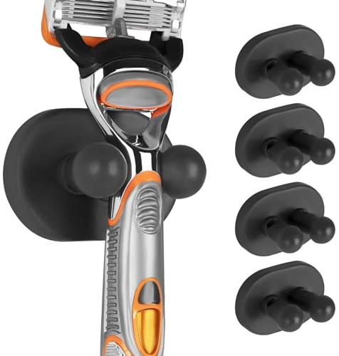 Linkidea 5er Rasierhalter für Duschwand, Selbstklebende Rasierständer Kompatibel mit Gillette Fusion5, Mach3 & ähnlichen Rasierern (Dunkelgrau)