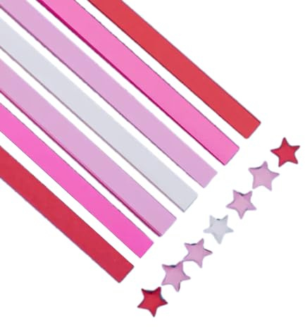 Leliafleury 1080 Sheets Gradient Red Star Paper Strips Origami Stars Paper Colorful Star Folding Paper for DIY Hand Art Crafts
