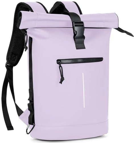 Lekeinchi Sac à Dos Rolltop Homme Femme Portable PC 17 Pouces | Sac à Dos Imperméable Homme Femme - Rains Sac à Dos avec Bandes Réfléchissantes - Sac à Dos de Voyage Extensible - Décontracté Travail