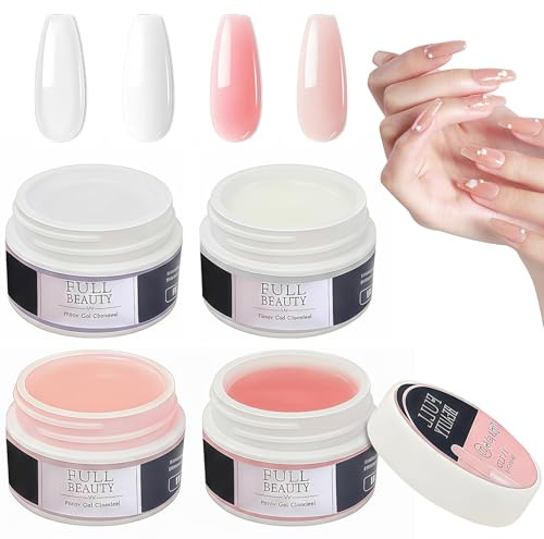 4x15ml Gel de Construction pour Ongles en Gel, Gel Construction Ongle UV, pour Ongles Acryliques, pour Protéger les Ongles Cassés,RéParer