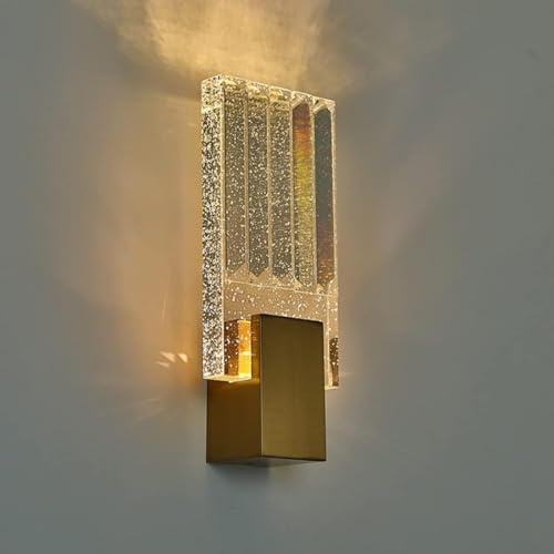 Luce a Parete a LED, Vetro in Cristallo Gold LED Dimmabile Lampada Dimpettibile Scontro Paperino Impieti di Illuminazione per vanità per Bagno con Pieghe per corridoio per Camera da Letto Portico