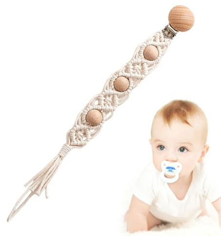 Paci Clips | Boho Paci Clip - Clips bohemios hechos a mano para una comodidad elegante, madera segura y para