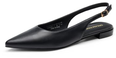 DREAM PAIRS Women's Low Heel Pointed Toe Dress Ballet Flats,Black,6