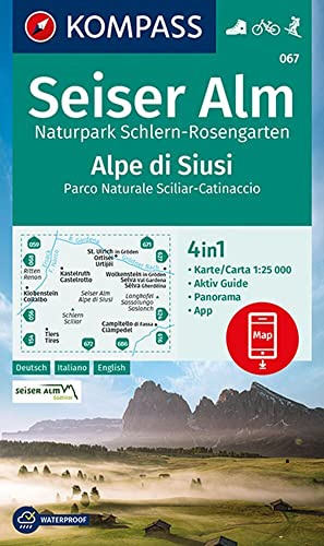 KOMPASS Wanderkarte 067 Seiser Alm, Naturpark Schlern-Rosengarten, Alpe di Siusi 1:25.000: 4in1 Wanderkarte mit Aktiv Guide und Detailkarten inklusive ... in der KOMPASS-App. Fahrradfahren. Skitouren.