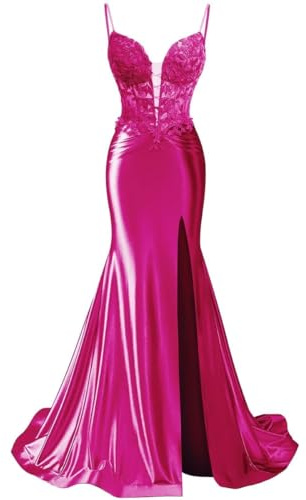 Spaghetti Straps Evening Party Gowns Pleats Ceremony Dress Ruffles Princess Ball Gown Dating Dresses HLSA471 Fuchsia UK14