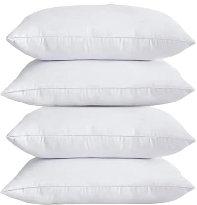 British Home Bedding - 4 Pack Premium Bounce Back Pillows Optimum Quality Hollow Fibre Pillows (4 Pack, White)