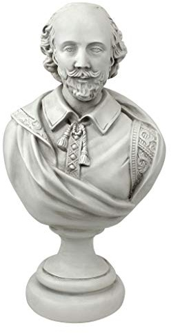 Design Toscano AH22672 William Shakespeare, byststaty, skrivbord, polyresin, antik sten, 30 cm