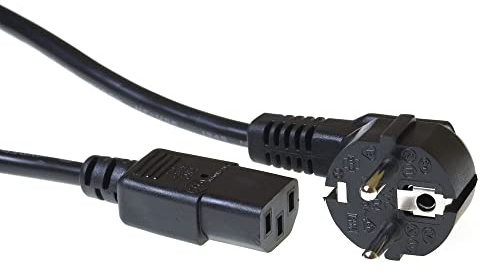 ACT IEC-kabel 4 m, C13-kabel, PC strömkabel, CEE 7/7 till C13 3-stift – vinklad kontakt – AK5125 svart