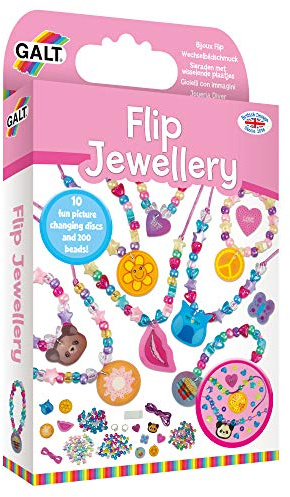 GALT Flip Jewellery - Create Your Own Jewelry Kids Craft Kit - Children's Bracelet & Necklace Crafts Set - 200+ Colourful Beads Included - Picture Changing Accessories - For Girls & Boys Age 5 Years +
