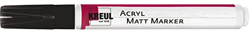 KREUL 46239 - Acryl Matt Marker Medium, mit Rundspitze ca. 2 - 4 mm, schwarz, matte, permanente Acrylfarbe auf Wasserbasis, für filigrane Akzente