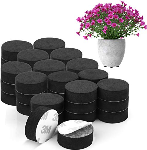 Belle Vous Unsichtbare Blumentopf Füße 40er Pack - Schwarze Füße für Blumenkübel - Rutschfest mit starken selbstklebenden Pads für mittelgroße & große Pflanzkübel für Zimmer- und Freilandpflanzen