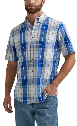 Wrangler Authentics Kortärmad klassisk vävd skjorta för män, Kritvit, XXL