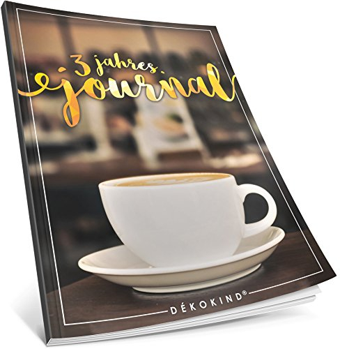 Dékokind® 3 Jahres Journal: Ca. A4-Format, 190+ Seiten, Vintage Softcover • Dicker Jahresplaner, Tagebuchkalender, Buchkalender, Tagesplaner • ArtNr. 39 Cozy Coffee • Ideal als Geschenk