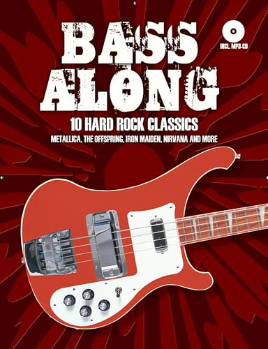Bass Along - 10 Hard Rock Classics: Noten, CD für Bass-Gitarre: 10 Hard Rock Classics. Auf der CD: Playbacks als Vollversion (mit Gesang) und Mitspielversion mit Klick. Text dtsch.-engl.