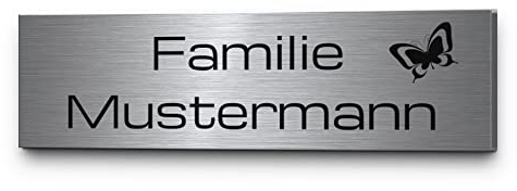 Edelstahl Haustür o. Briefkasten Schild mit Gravur - Namensschild Türschild individuell gestalten - wetterfeste Schilder Gravur - Briefkastenschilder selbstklebend o. mit Bohrung - Hausschilder