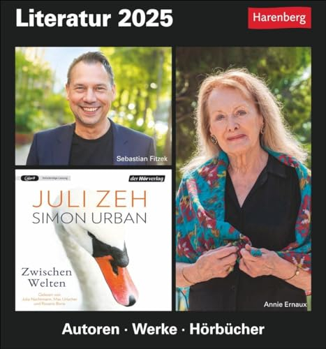 Literatur Tagesabreißkalender 2025 - Kulturkalender - Autoren, Werke, Hörbücher: Tischkalender für jeden Tag mit den Größen der Literatur. ... Abreißen mit Literatur-Quiz für Bibliophile