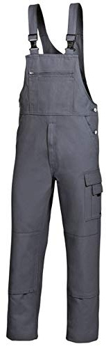 BP Workwear Basic 1482-060-53 Latzhose - Stoffhosenträger mit Gummieinsatz - Taschen für Knieschoner - Reine Baumwolle - Normale Passform - Größe: 48 - Farbe: dunkelgrau