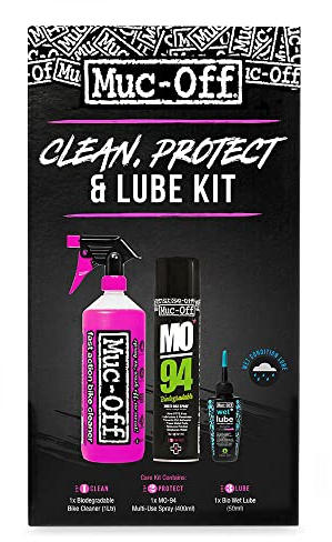 Muc-Off Clean, Protect & Lube Kit - Bike Cleaning Kit, Cleaning Bundle for MTB/Road/Gravel Bikes - Set Includes Bike Cleaner and Chain Lube, Blue