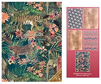 Abundance Decorative Gift Wrapping Paper and Gift Tags Collection Set Jungle Design - 10 Sheets and 22 Gift Tags