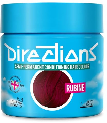 DIRECTIONS Rubine Semi-Permanent Hair Colour - 88ml Tub