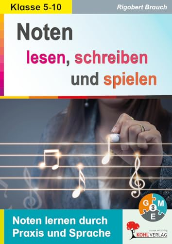 Noten lesen schreiben spielen Musik Sekundarstufe Klasse 5 6 7 8 9 10 Notenlehre Grundlagen | Violinschlüssel Vorzeichen Musizieren Improvisation ... Noten lernen durch Praxis und Sprache