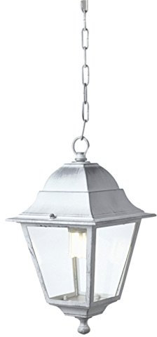 Lampada a sospensione design classico per esterno bianco-argento