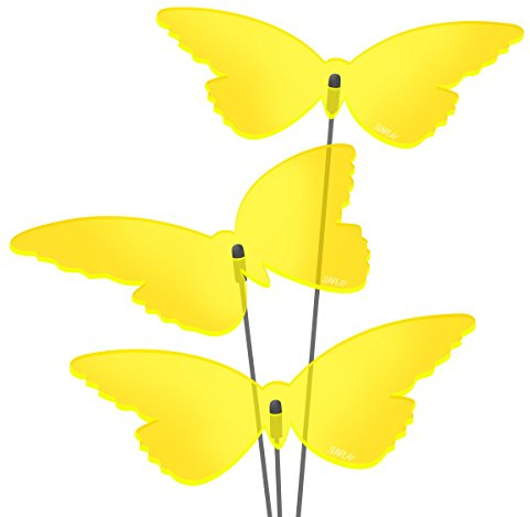 SUNPLAY Sonnenfänger Schmetterlinge Isabelle in GELB, 3 Stück je 20 cm Durchmesser im Set + 70 cm Schwingstäbe