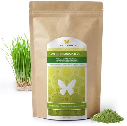 1kg de poudre d'herbe de blé à partir de jeunes herbes, sans additifs, qualité crue, traitement doux à basse température (1000g)