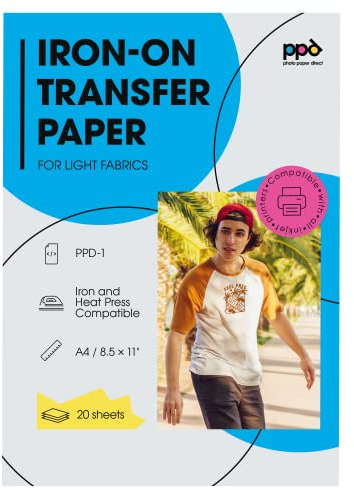 PPD 20 x A4 Inkjet Premium Transferpapier für helles Textil, Bügeleisen und Transferpresse PPD-1-20