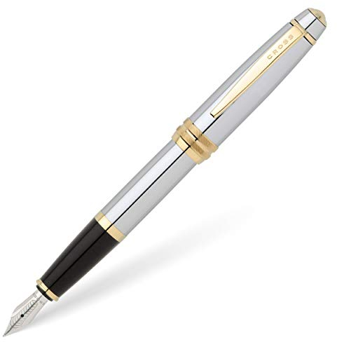 CROSS Bailey Medalist Fountain Pen with Gold-Plated Appointments and Medium Stainless Steel Nib incl. Premium Gift Box – Refillable Cartridge Pen
