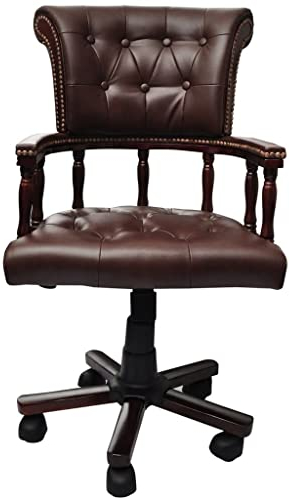 vidaXL Bürodrehstuhl Chefsessel Schreibtischstuhl Drehstuhl Bürosessel Computerstuhl Sessel Drehbarer Bürostuhl Büromöbel Ledermischgewebe Braun