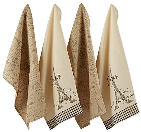 DII Ensemble de 4 torchons de table style français - 45,7 x 71,1 cm - Tour Eiffel assortie