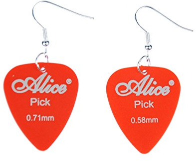 Miniblings Plektrum Plektron Ohrringe Hänger Gitarre Orange versilbert | Ohrschmuck, sorgfältig in Berlin gefertigt, ein kleines Detail mit Wirkung
