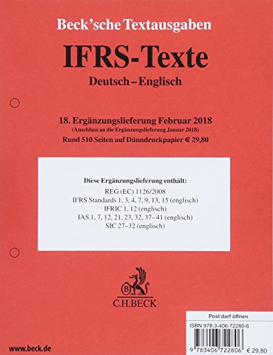 IFRS-Texte 18. Ergänzungslieferung: Rechtsstand: 1. Februar 2018