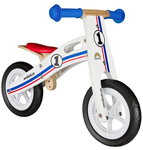 BIKESTAR Kinderlaufrad Lauflernrad Kinderrad für Jungen und Mädchen ab 2-3 Jahre | 10 Zoll Kinder Laufrad Holz | Weiß Blau Rot | Risikofrei Testen
