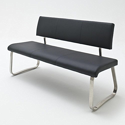 Robas Lund Esszimmersitzbank mit Rückenlehne Kunstleder, Sitzbank Belastbar bis 280 Kg, Küchensitzbank Schwarz