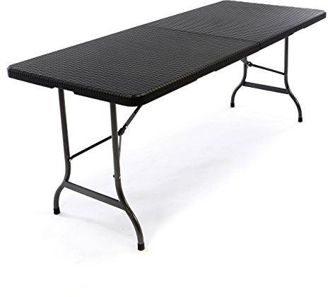 Nexos Klapptisch 183 x 76 x 74 cm Partytisch Catering Gartentisch klappbar Campingtisch bis 170 kg stabil robust Wetterfest 18,5 kg Tragegriff weiß braun schwarz Farbe wählbar (Schwarz)