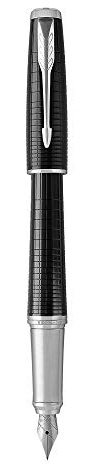 Parker Urban Fountain Pen | Premium Ebony Metal Chiselled | Medium Nib with Blue Ink | Gift Box