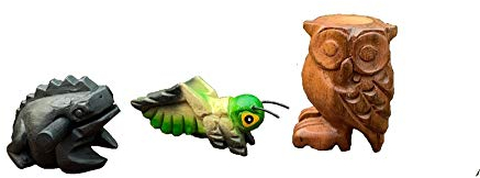 Percussion 3-teiliges Set Frosch, Cricket und Eule, 7,6 cm