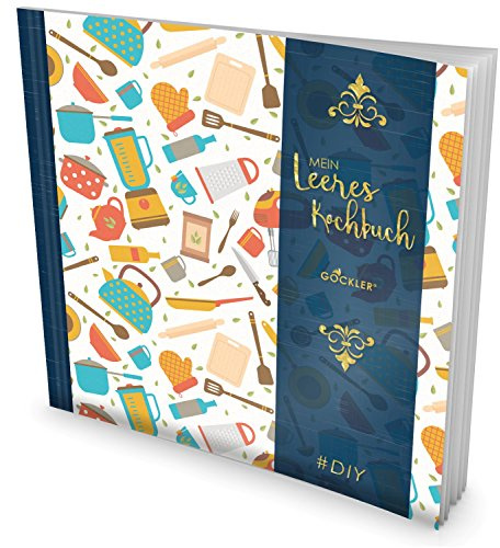 GOCKLER® Leeres Kochbuch: Ein Rezeptbuch zum Selbstgestalten / Selberschreiben • Für 100 Lieblingsrezepte, mit Register uvm. • DesignArt „Küchen-Muster“ • Softcover, ca. 21 x 21 cm