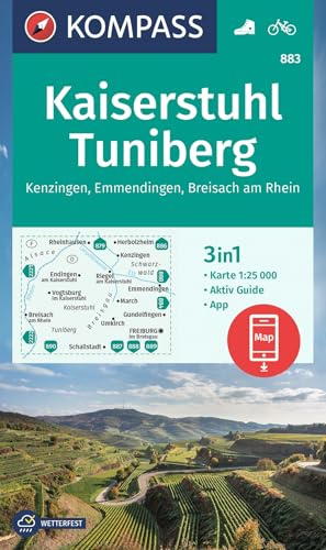 KOMPASS Wanderkarte 883 Kaiserstuhl, Tuniberg, Kenzingen, Emmendingen, Breisach am Rhein 1:25.000: 3in1 Wanderkarte, mit Aktiv Guide inklusive Karte ... Verwendung in der KOMPASS-App. Fahrradfahren.