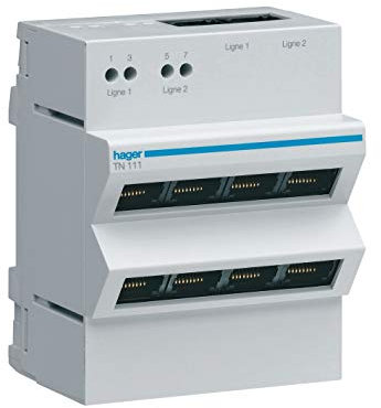 Hager TN131 Téléphone analogique Panneau de Brassage 1 x 4 RJ45