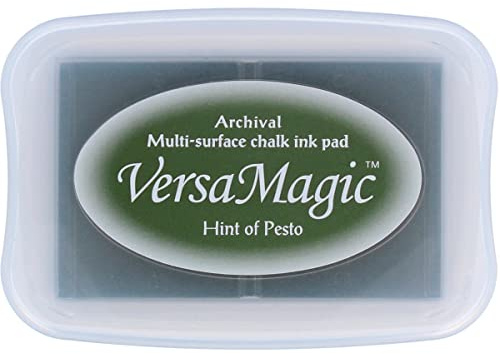 Tsukineko VersaMagic Stempelkissen - Grün, Hint Of Pesto - Groß - Wasserbasis - Lufttrocknend, Dekkend - Embossing - für Dünnes Papier