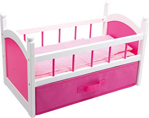 Small Foot by Legler Puppenbett aus Holz, geeignet ab 3 Jahren, mit passender Bettwäsche und Matratze für die Lieblingspuppe, mit Stauraum unter dem Bett