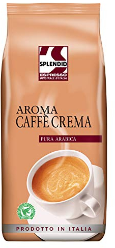 Splendid Aroma Caffè Crema, ganze Espresso Bohnen 1kg, 100% Arabica, auch ideal für Cappuccino & Latte Macchiato