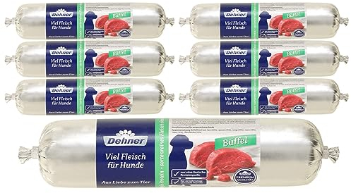 Dehner Premium Hundefutter, Fleischwurst getreidefrei, für ausgewachsene ernährungssensible Hunde, Büffel, 7 x 400 g (2.8 kg)