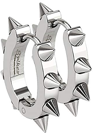 Autiga® Creolen Klappcreolen Ohrringe Edelstahl Spikes Stacheln Herren Damen Gothic Punk silber