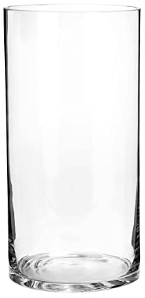 BUTLERS Vase aus Glas | Zylindrische Vase | B 15 x H 30 cm Transparent | als Tulpenvase, Kerzenhalter und Tischdeko